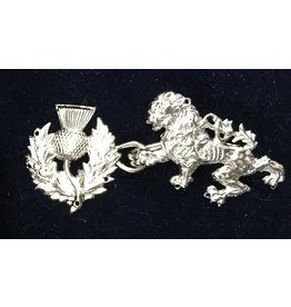 Cloakmakers.com Lion Rampant and Thistle Cloak Clasp - Silvertone Plated