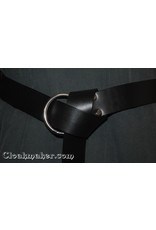 Cloak and Dagger Creations 1'' Black Leather Ring Belt with Nickel Silver - 73+''