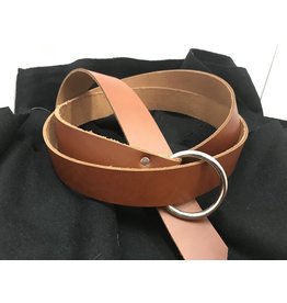 Cloakmakers.com 1.5'' Cognac Brown Ring Belt with Nickel Silver Ring - 102''