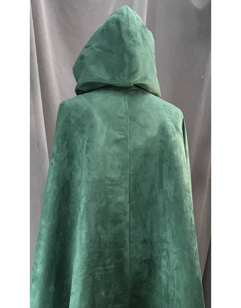 Cloakmakers.com 4113 - Easy Care Faux Suede Forest Green Full Circle Cloak, Brown Cotton Velvet Hood Lining,