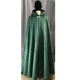Cloak and Dagger Creations 4113 - Easy Care Faux Suede Forest Green Full Circle Cloak, Brown Cotton Velvet Hood Lining,