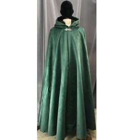 Cloakmakers.com 4113 - Easy Care Faux Suede Forest Green Full Circle Cloak, Brown Cotton Velvet Hood Lining,