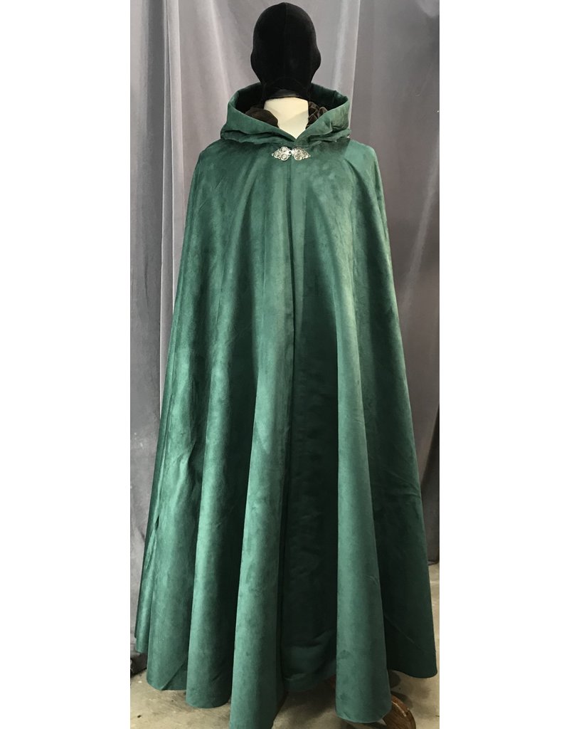 4113 - Easy Care Faux Suede Forest Green Full Circle Cloak, Brown ...