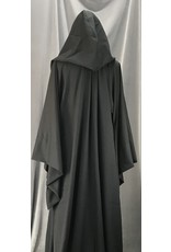 Cloak and Dagger Creations R462 - Washable Black Wool Mage's Robe, Wide Flared Sleeves