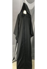 Cloak and Dagger Creations R462 - Washable Black Wool Mage's Robe, Wide Flared Sleeves