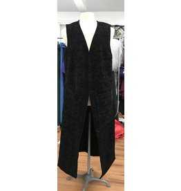 Cloakmakers.com J700 - Easy Care Black Flocked Velvet Long Vest w/Pockets