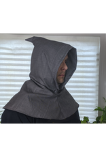 Cloak and Dagger Creations H246 - Hood in Medium Grey Linen-look Wool, Lightweight, with Pointed Hood