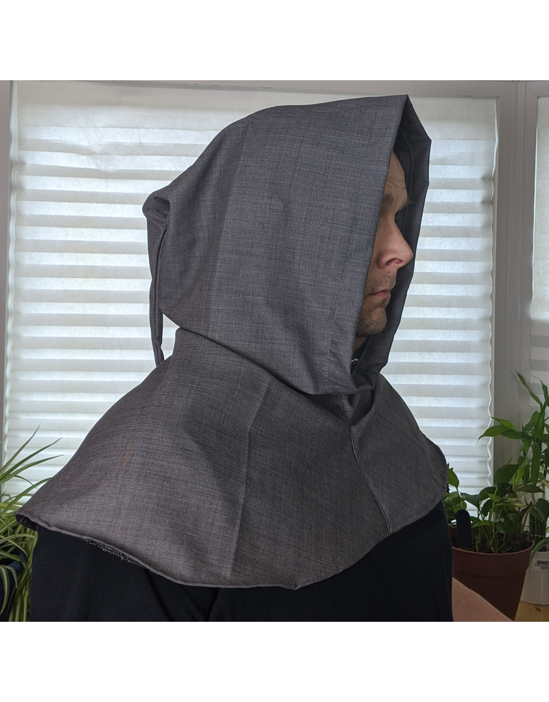 Cloak and Dagger Creations H249 -Hood in Stone Grey, Summerweight with Liripipe