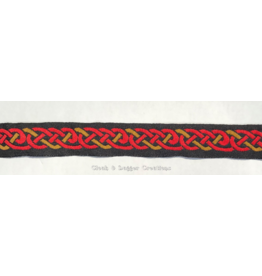 Cloak and Dagger Creations Celtic Knot Trim, Red/Amber on Black