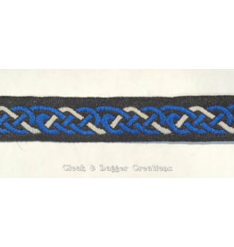 Cloakmakers.com Celtic Knot Trim - Royal Blue and White on Black - DISCONTINUED