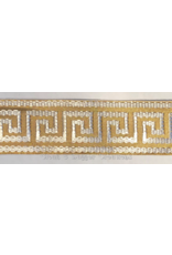 Cloak and Dagger Creations Greek Key Wide Woven Trim Gold on White