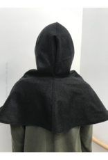 Cloakmakers.com H252 -Hood in Black 100% Wool, Mediumweight