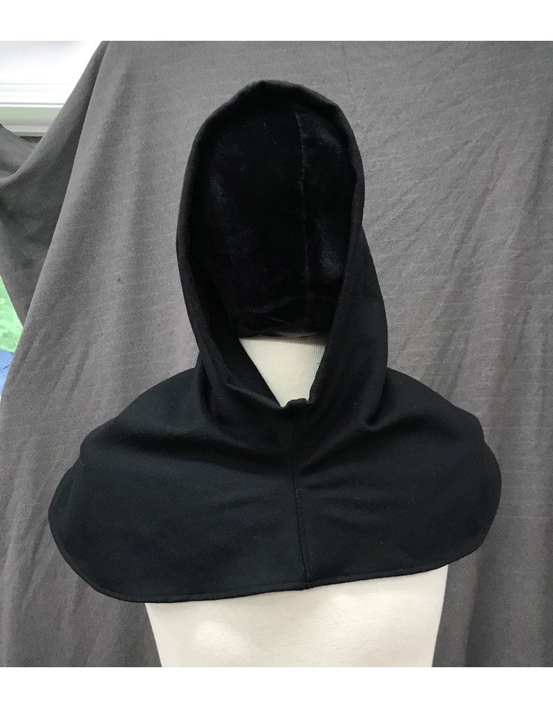 Cloakmakers.com H268- Hood in Black Wool Blend, Mediumweight