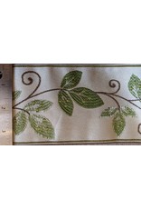 Cloakmakers.com Vines and Curls Trim 3 ½" Wide - Greens and Brown on Ivory