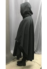 Cloak and Dagger Creations 4355 - Washable Charcoal Grey Ruana-Style Cloak w/Teal Hood Lining, Pewter Clasp