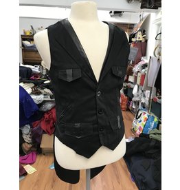 Cloak and Dagger Creations J711 - Upcycled Black Vest w/Tails & Pockets