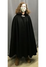 Cloak and Dagger Creations 4393 - Black Wool Full Circle Cloak, Dark Green Hood Lining, Pewter Clasp