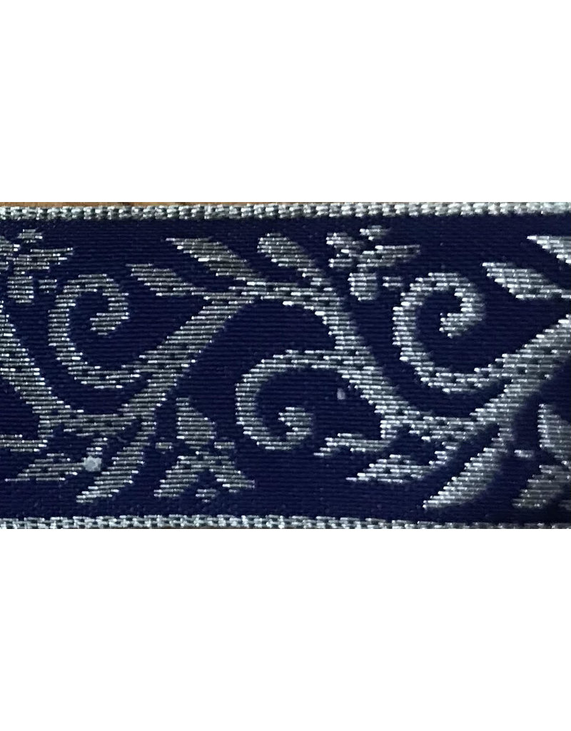 Cloakmakers.com Formal Vine Trim, Silver on Blue