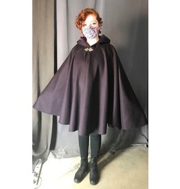 Cloak and Dagger Creations 4368 - Winter Cloak in Plum Wool, Purple Hood Lining, Pewter Clasp
