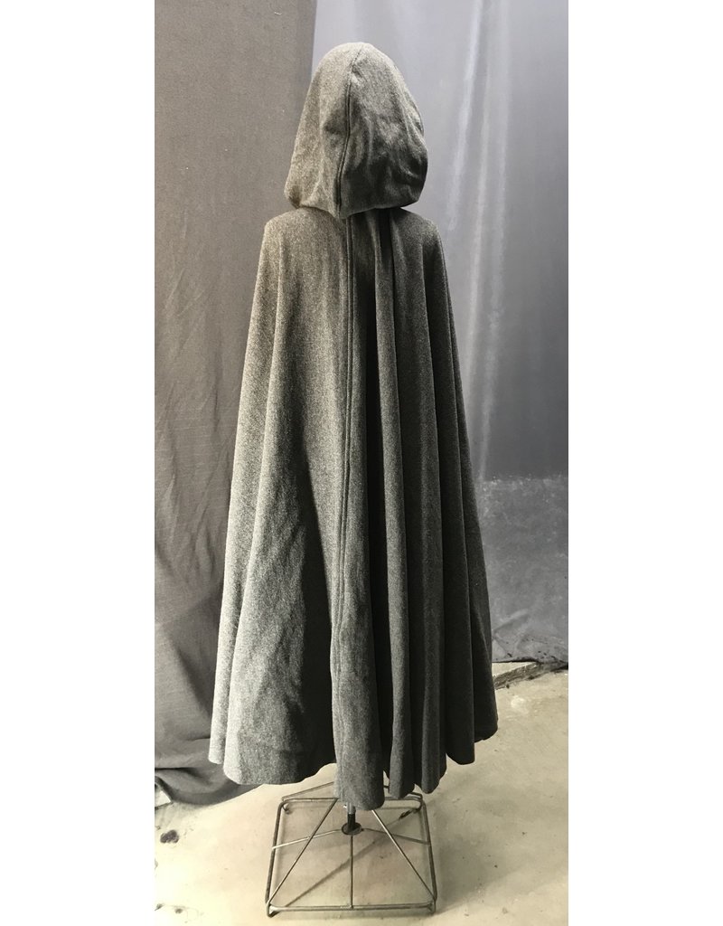 Cloak and Dagger Creations 4425 - Washable Variagated Brown Wool Twill Full Circle Cloak, Brown Velveteen Hood Lining, Pewter Clasp