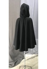 Cloak and Dagger Creations 4426 - Washable Black Wool Shaped Shoulder Cloak, Burgundy Red Hood Lining, Pewter Clasp