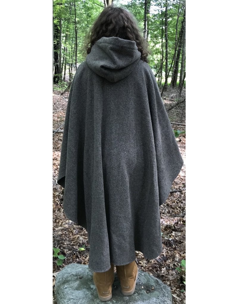 Cloak and Dagger Creations 4458 - Variagated Brown Shaped Shoulder Ruana-Style Cloak, Brown Hood Lining, Pewter Clasp