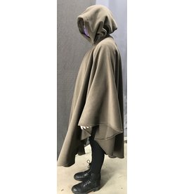 Cloak and Dagger Creations 4452 - Washable Brown Fleece Ruana-Style Cloak, Unlined Hood, Pewter Vale Clasp
