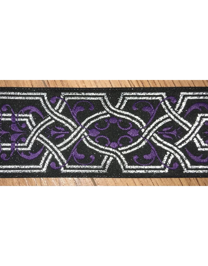 Cloakmakers.com Trellis Trim, Silver w/Purple Flourish, Wide