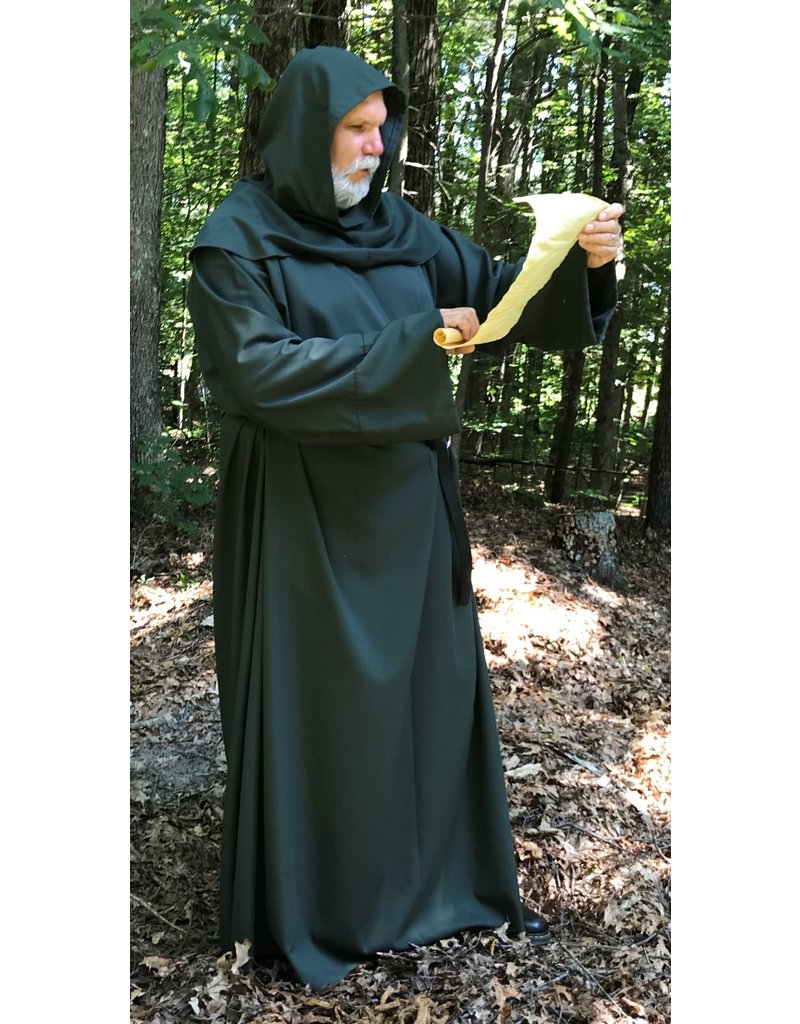 Cloakmakers.com R397 - Green Polyester Monk Robe with Detached Cowl