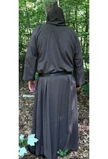 Cloak and Dagger Creations R405 - Heathered Brown Grey and Black Wool Monk Robe w/Attached Cowl, Matching Pouch