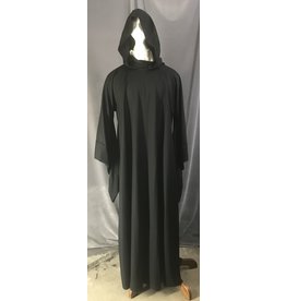 Cloakmakers.com R472 - Black Wool Mage Robe with Pointed Sleeves