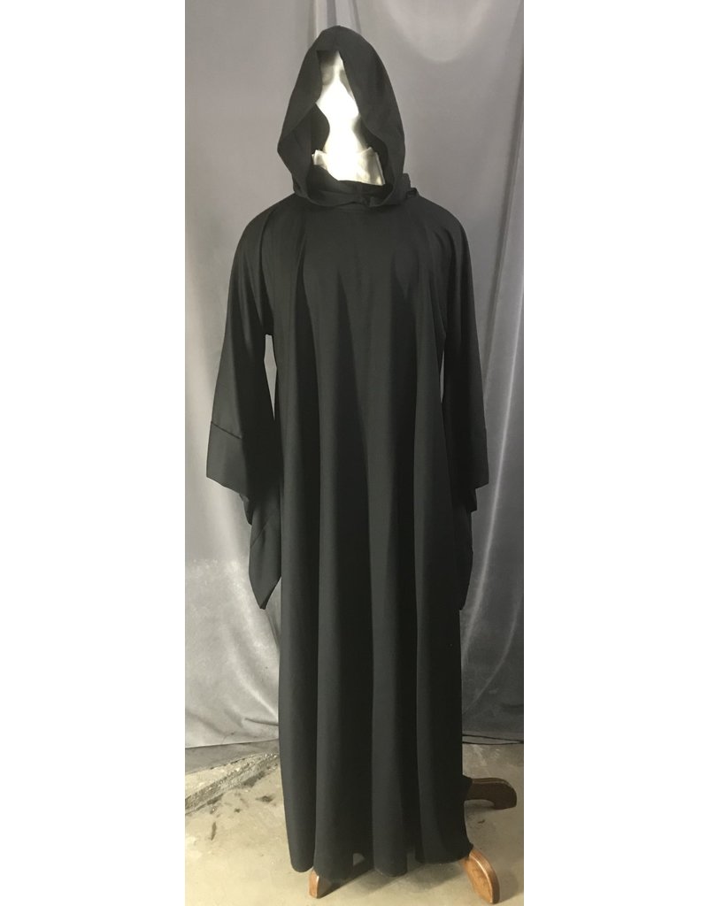 black hooded robe with sleeves