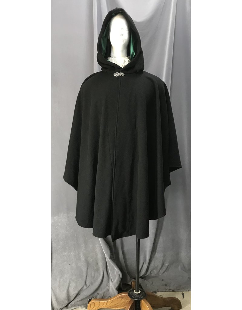 Cloak and Dagger Creations 4491 - Black Wool Ruana w/Pockets, Washable