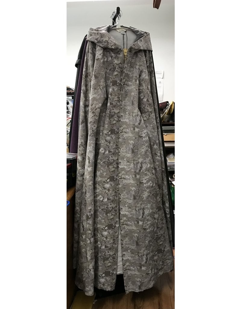 Cloak and Dagger Creations 4553 - Extra Long Grey Camo Full Circle Cloak, Grey Hood