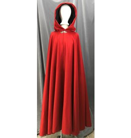Cloak and Dagger Creations 4509 - Madder Red Woolen Long Full Circle Cloak, Black Hood Lining