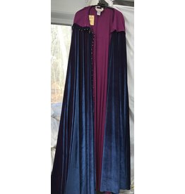 Cloakmakers.com 4575 - Extra Long Blue/Pink Crossweave Velvet Cloak, Easy Care
