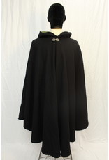 Cloak and Dagger Creations 4573 -  Black Wool Washable Shaped Shoulder Ruana, Olive Hood Lining