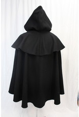 Cloak and Dagger Creations 4571 - Black Mantled  Wool Cloak, Black Hood Lining, Hidden Snap