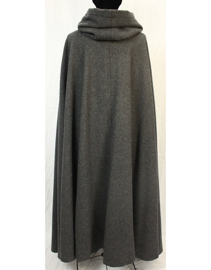 Cloak and Dagger Creations 4588- Grey Two-Tone Woolen Cloak, Bright Navy Blue Hood Lining