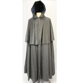 Cloak and Dagger Creations 4550 - Heathered Grey Mantled  Cloak, Blue Hood