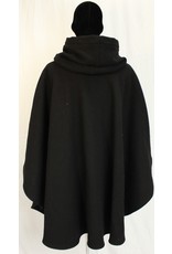 Cloak and Dagger Creations 4594 - Washable Black Twill Ruana-Type Cloak, Blue Hood Lining, Pewter Clasp, Pockets!