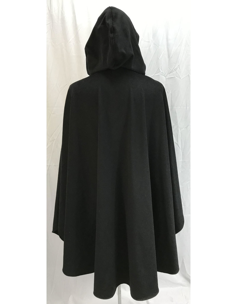 Cloak and Dagger Creations 4601 - Black Angora Wool Ruana-style Cloak w/Pockets,  Embossed Hood