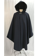 Cloak and Dagger Creations 4602 - Navy Blue Rain Cloak, Self-Lined in Blue Fleece, Pewter Clasp