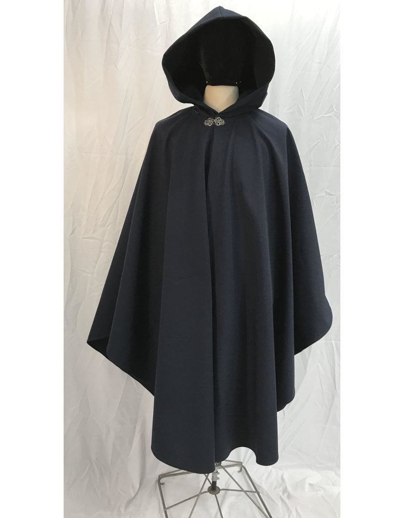 Cloak and Dagger Creations 4602 - Navy Blue Rain Cloak, Self-Lined in Blue Fleece, Pewter Clasp