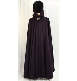 Cloak and Dagger Creations 4614 - Long Purple Woolen Cloak, Black Hood Lining