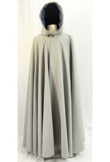 Cloak and Dagger Creations 4615 - Long Pale Grey Cloak, French Blue Moleskin Hood Lining