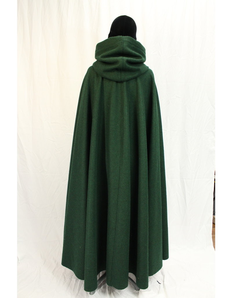 Cloak and Dagger Creations 4593 - Dark Green Hooded Cloak w/Arm Slits, Wool Blend, Black Hood Lining