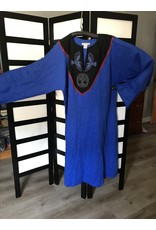 Cloak and Dagger Creations J736 - Blue Linen Tunic, Black Yoke w/Raven & Tree of Life