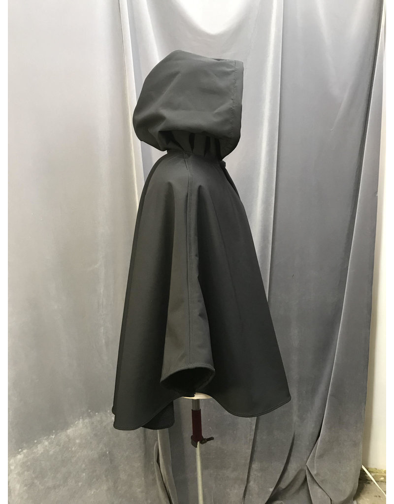 Cloak and Dagger Creations 4621 - Black Hooded Rain Cloak Self-Lined in Black Plush Flece, Washable