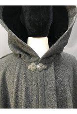 Cloak and Dagger Creations 4625 - Black & Grey Twill Hooded Cloak,Black Hood Lining, Pewter Clasp